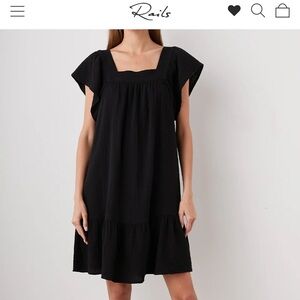Rails Everdeen organic cotton dress, black, size medium.